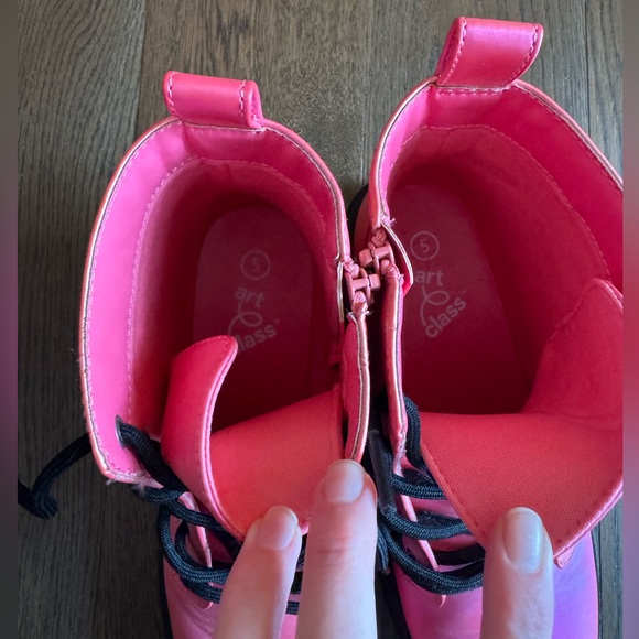 Girl’s Art Class Metallic Pink Combat Boots - Picture 4 of 5